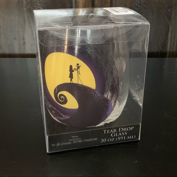 Nightmare Before Christmas Jack & Sally 20oz Tear Drop Glass - NIB - Picture 12 of 14